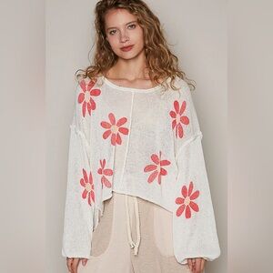 POL • Floral Print Balloon Sleeve Sweater